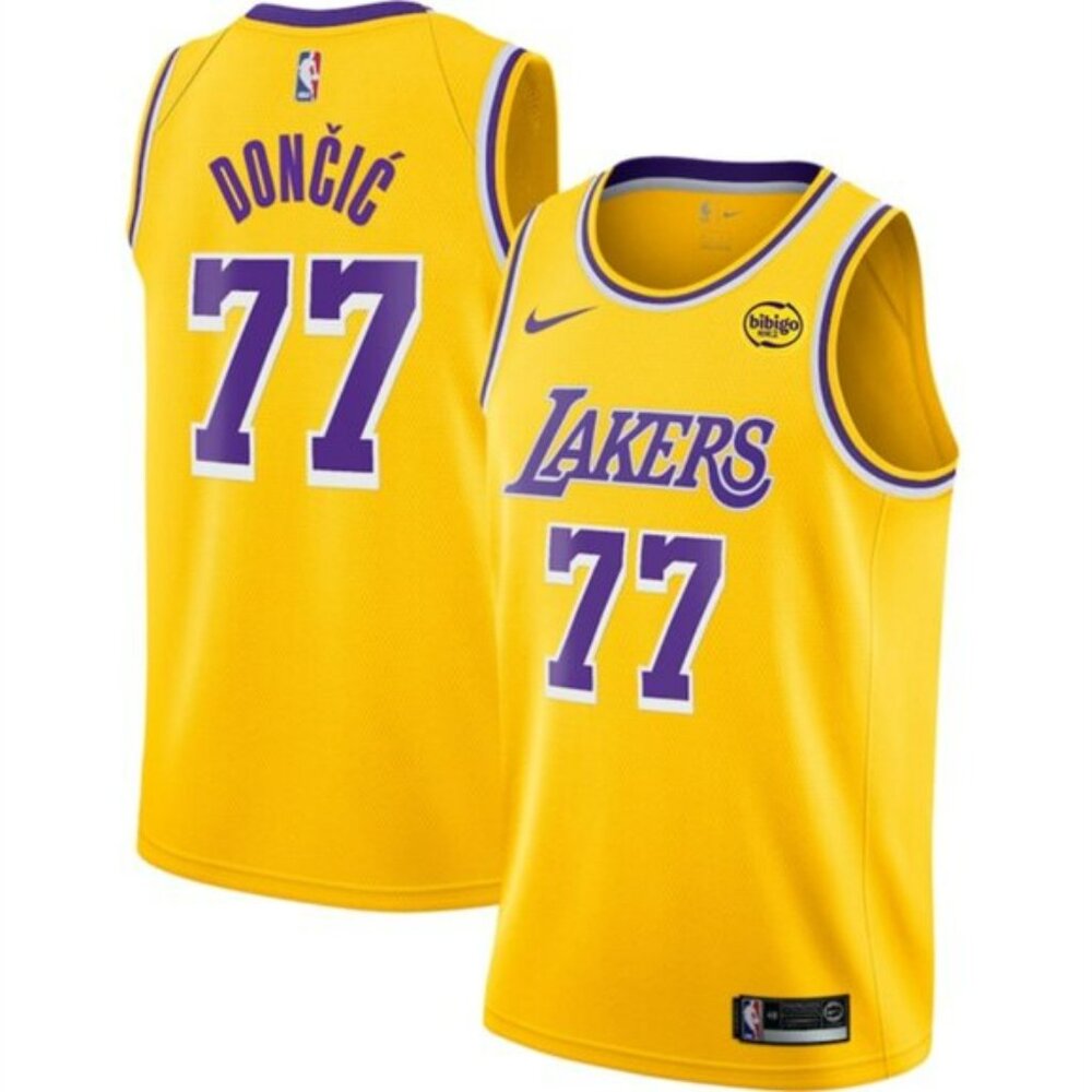 Youths Kids Mens Luka Doncic Yellow Stitched Jersey